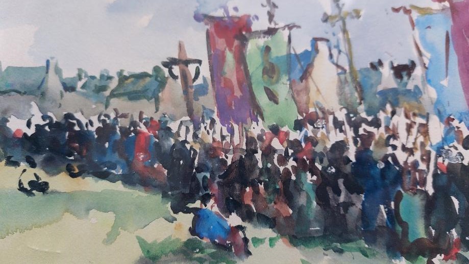 Emmanuel Marcel Laurent (1892-1948) "the Great Tromenie Of Locronan In Brittany"-photo-4