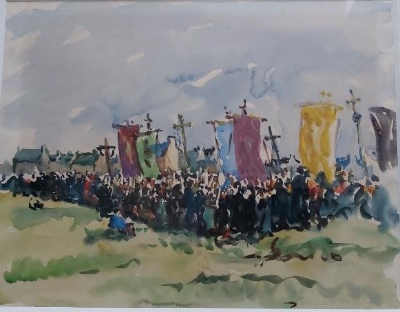 Emmanuel Marcel Laurent (1892-1948) "the Great Tromenie Of Locronan In Brittany"