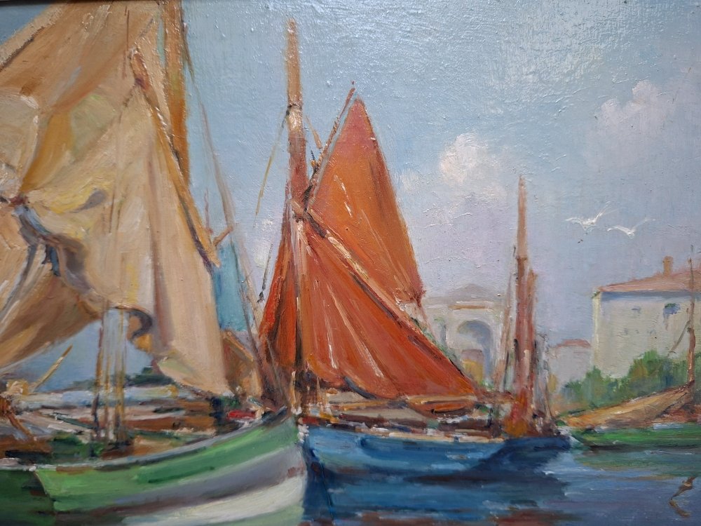 Henri Buron 1880-1969)  "Port de La Rochelle"-photo-4