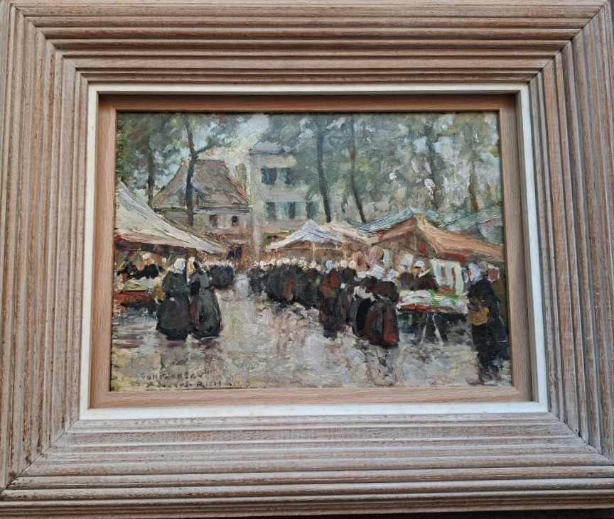 Edouard Richard (1883-1955)  "Marché à Concarneau, Bretagne"-photo-5