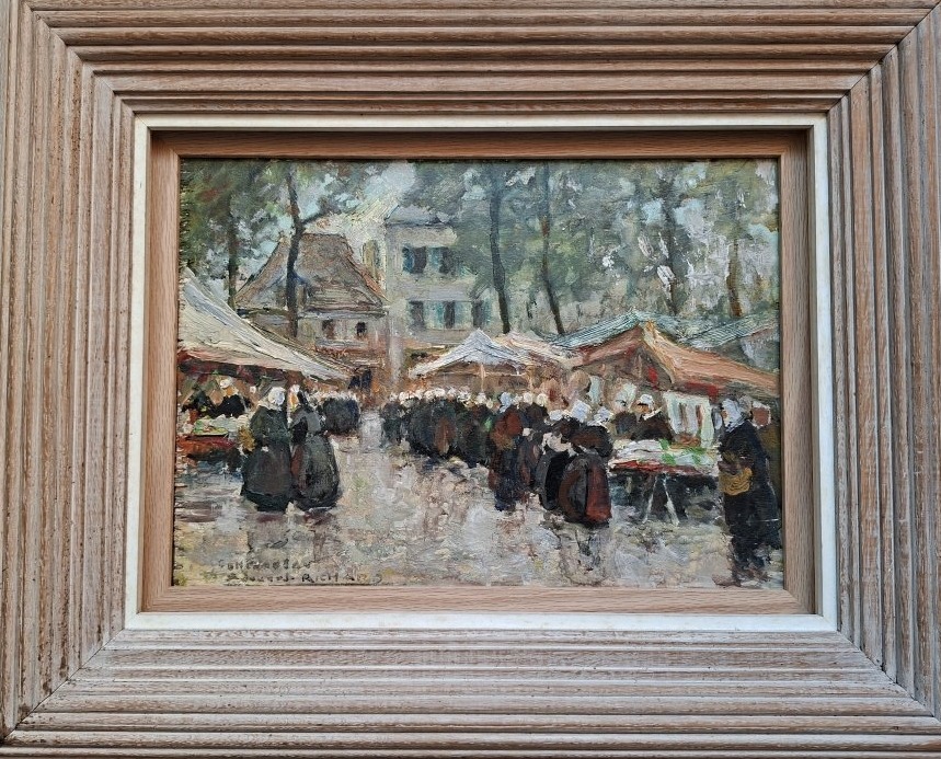 Edouard Richard (1883-1955)  "Marché à Concarneau, Bretagne"