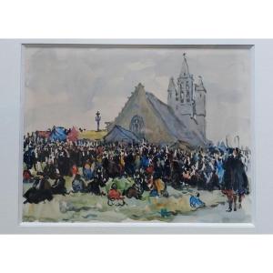 Emmanuel Marcel Laurent (1892-1948)   "Pardon en Bretagne à Notre Dame de Tronoën"