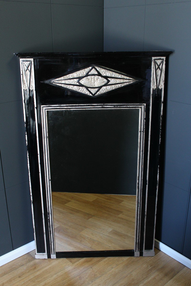 Large Art Deco Mirror With A Beautiful Patina-photo-1