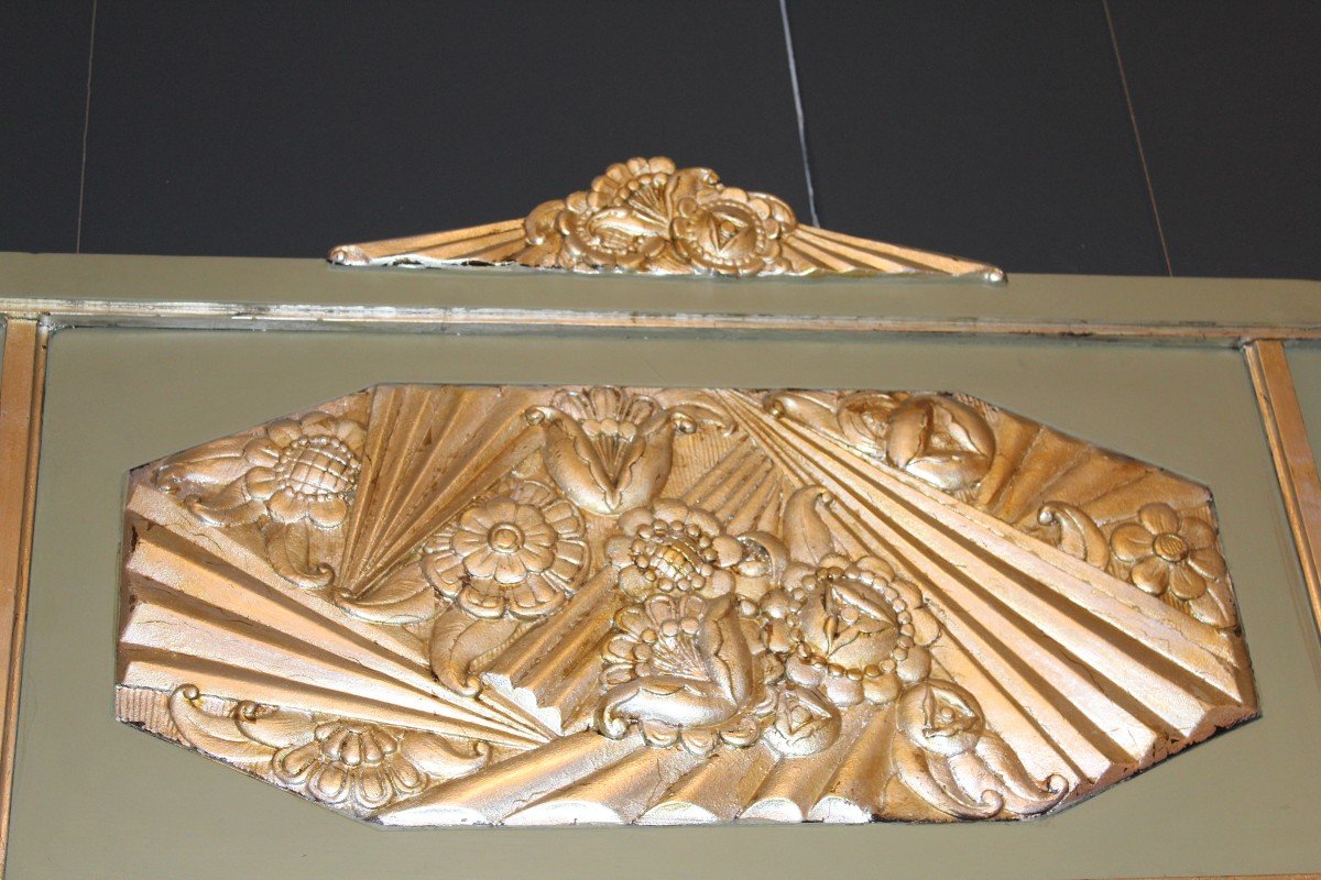 Art Deco Mirror With Silver Leaf Stucco Ornaments-photo-2