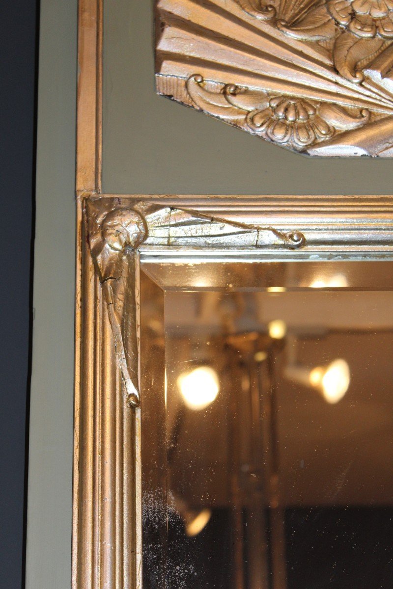 Art Deco Mirror With Silver Leaf Stucco Ornaments-photo-3