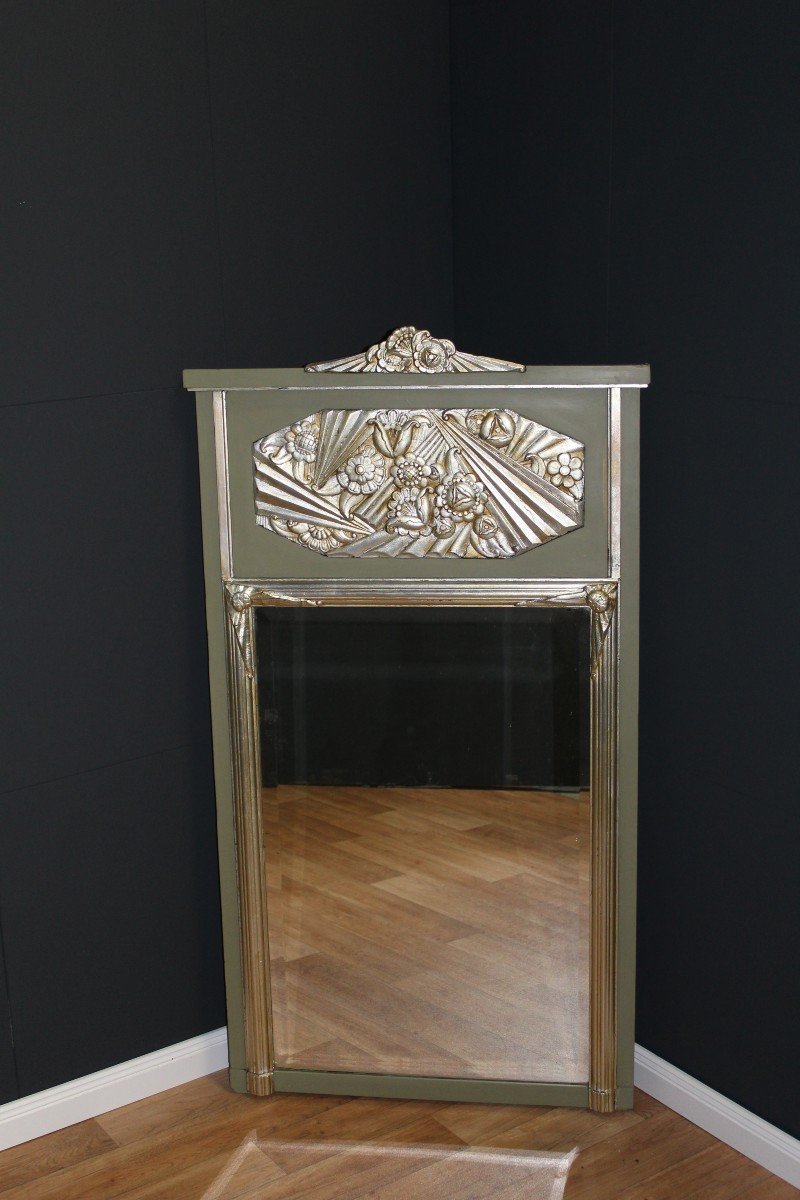 Magnificent Art Deco Mirror With Silver Leaf Stucco Ornaments-photo-1