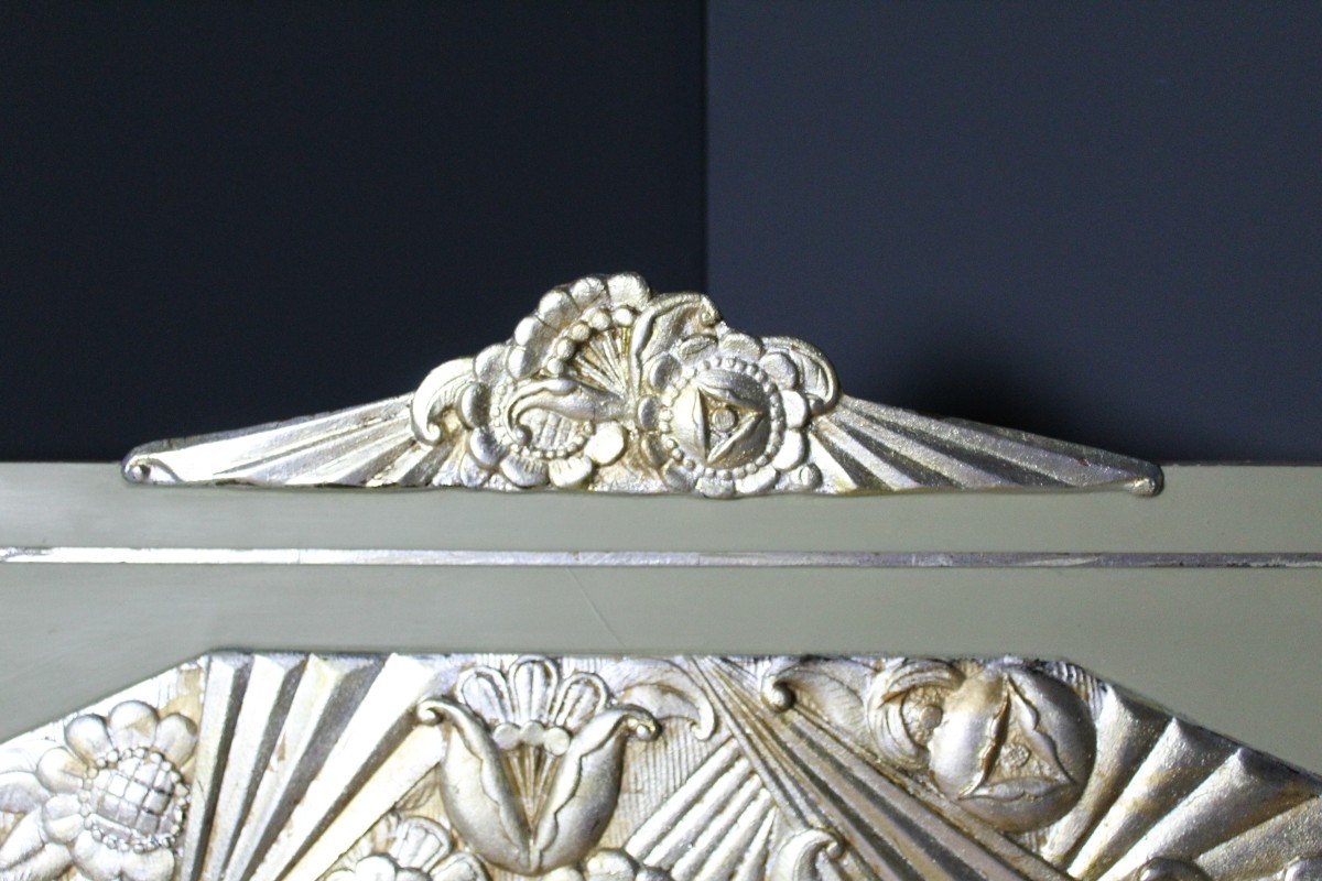 Art Deco Mirror With Silver Leaf Stucco Ornaments-photo-4