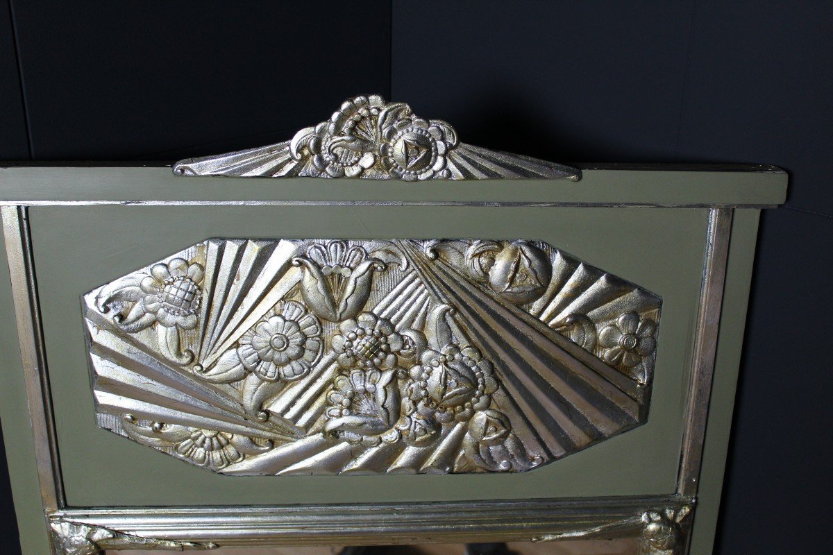 Art Deco Mirror With Silver Leaf Stucco Ornaments-photo-5
