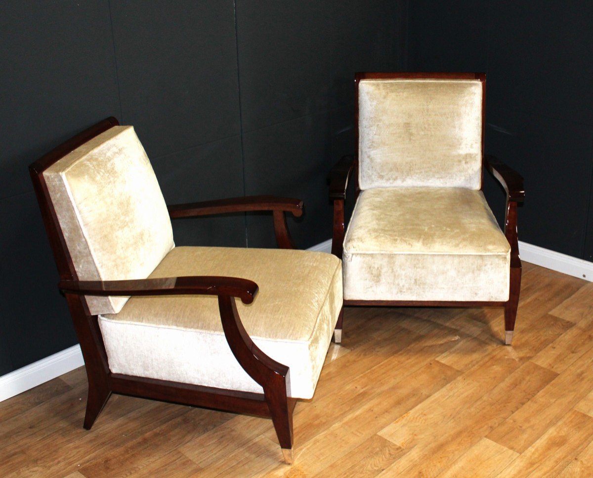 Pair Of Art Deco Armchairs In The Style Of André Arbus-photo-4