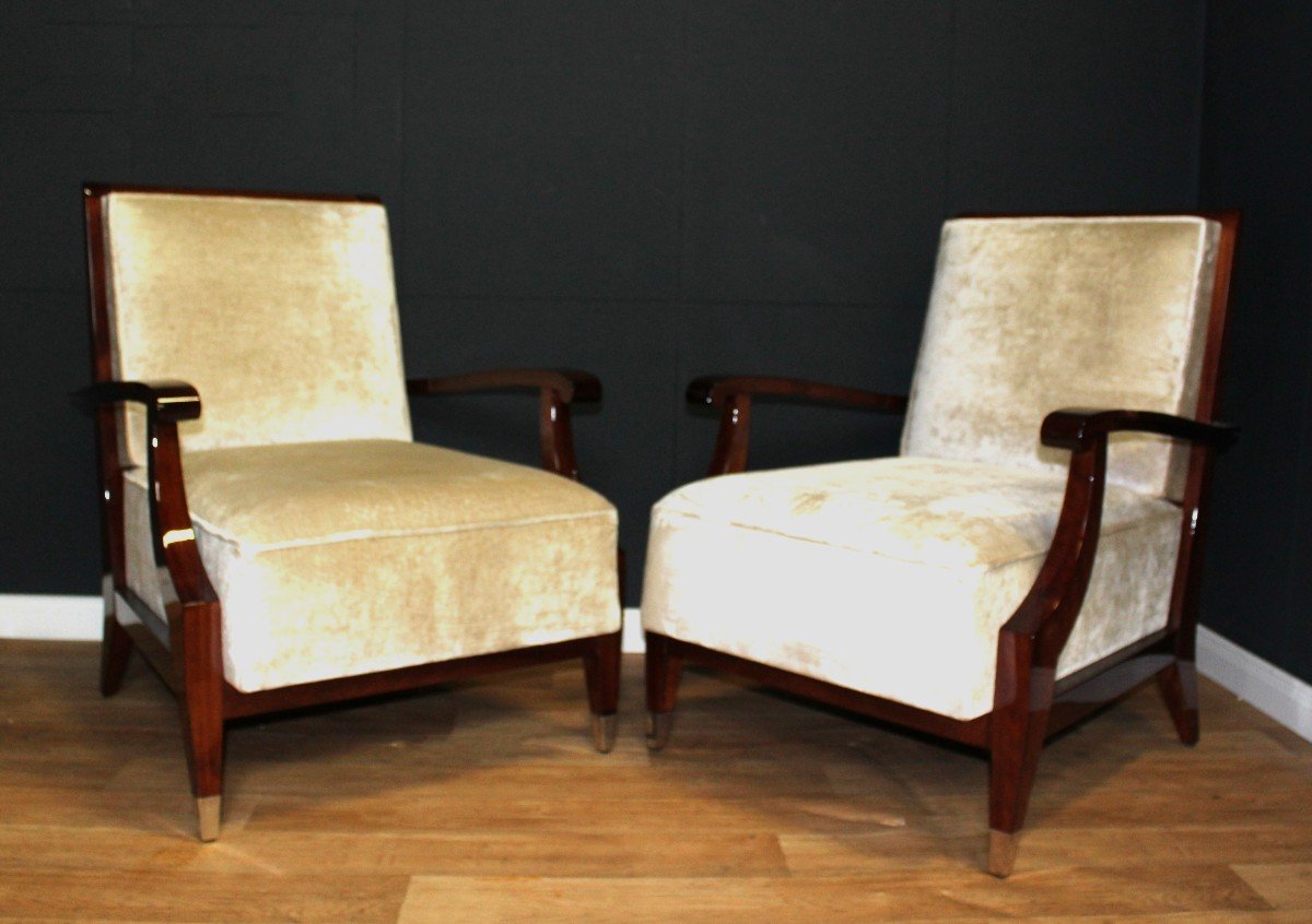 Pair Of Art Deco Armchairs In The Style Of André Arbus-photo-5