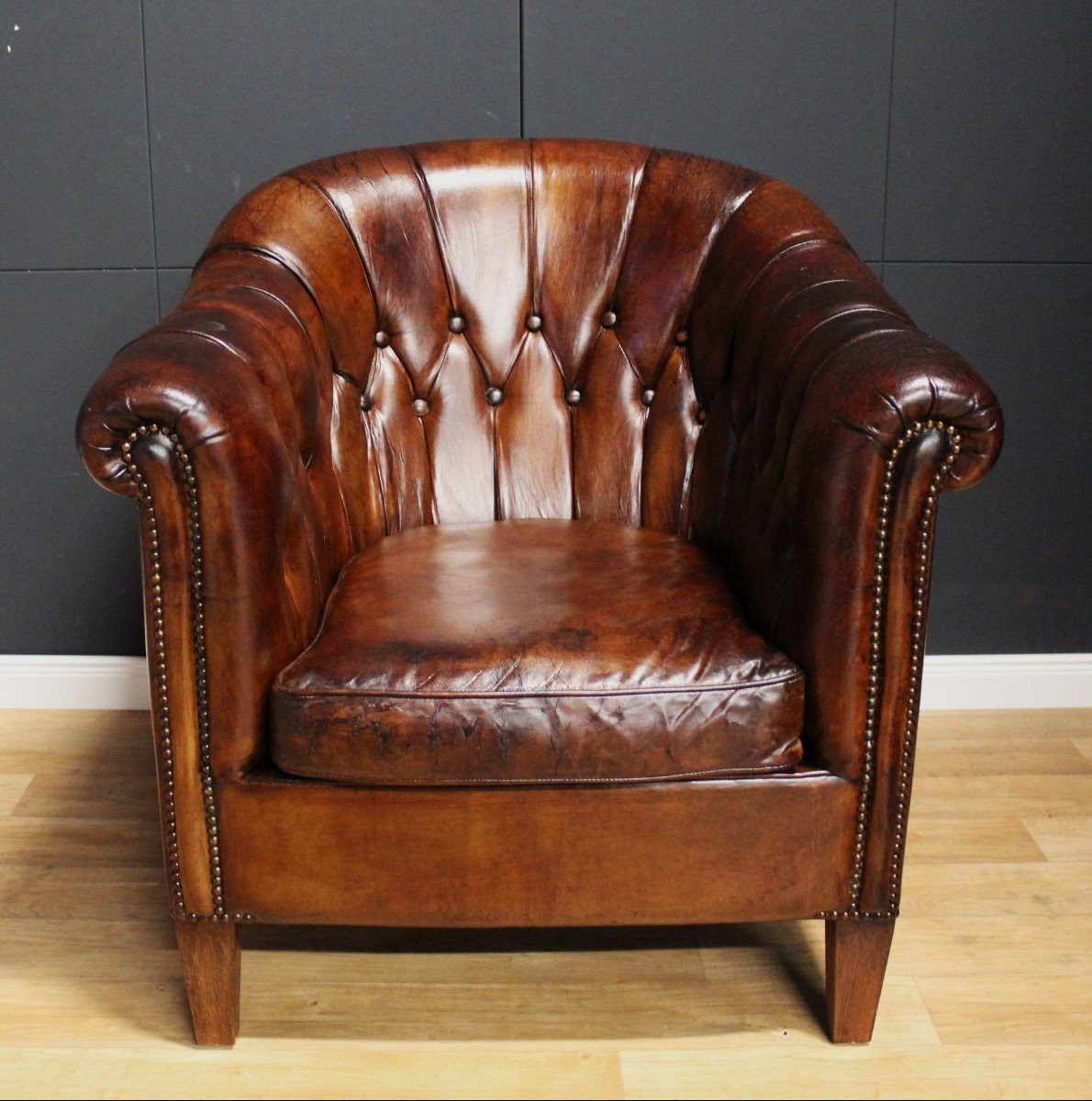 Paire De Fauteuils Club - Chesterfield - Angleterre - Vers 1950 - 1960-photo-3
