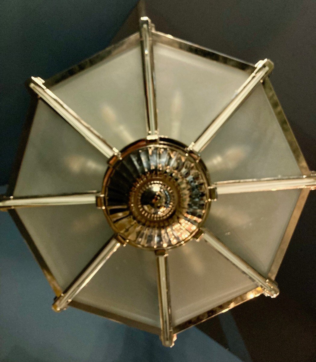 Impressive Octagonal Art Deco Chandelier By Henri Petitot - Art Deco-photo-4
