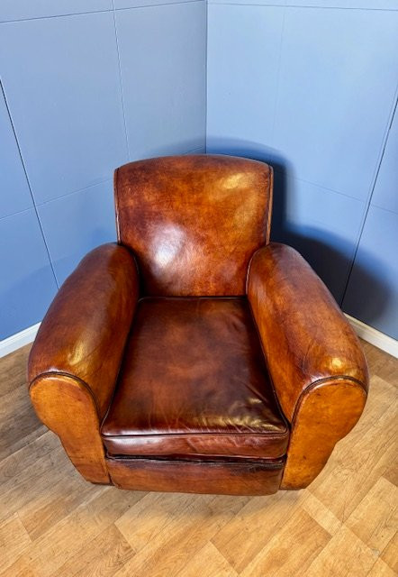 Fauteuil Club Classique Art Déco en cuir - France - années 1920-photo-3