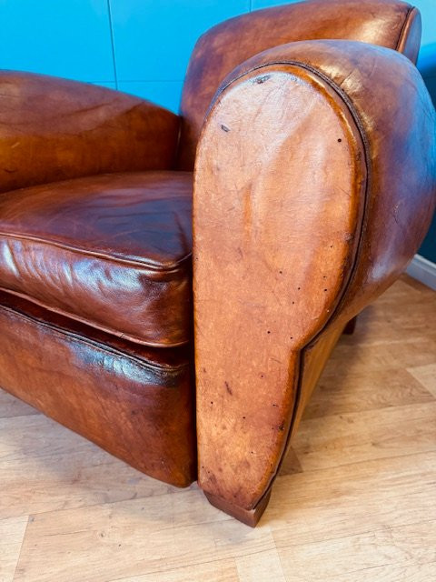 Fauteuil Club Classique Art Déco en cuir - France - années 1920-photo-1