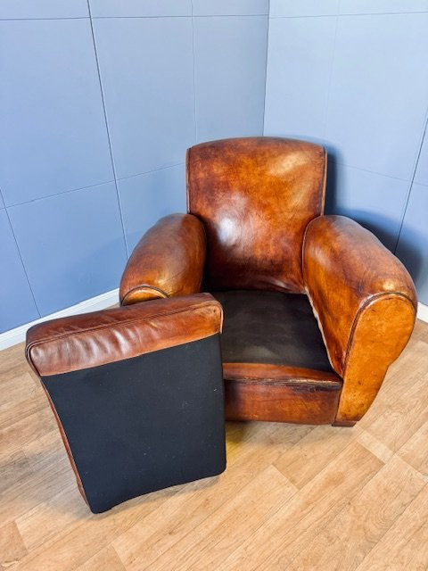 Fauteuil Club Classique Art Déco en cuir - France - années 1920-photo-2