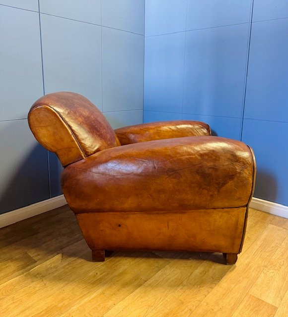 Fauteuil Club Classique Art Déco en cuir - France - années 1920-photo-3