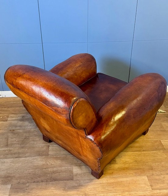 Fauteuil Club Classique Art Déco en cuir - France - années 1920-photo-5
