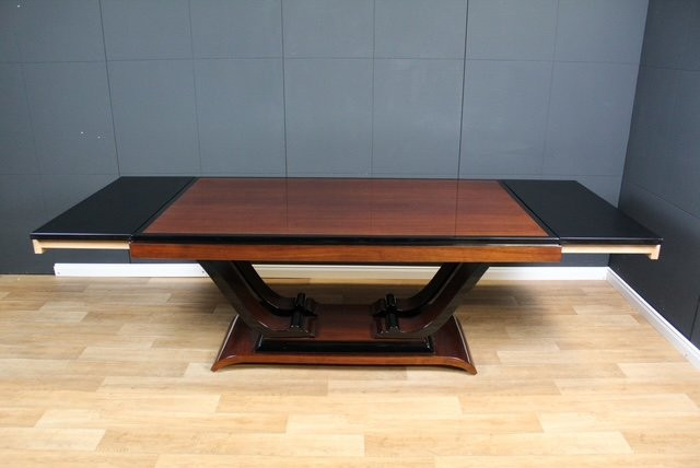 Table à manger Art déco en Palissandre Laqué noir France - vers 1930 - restaurée-photo-4
