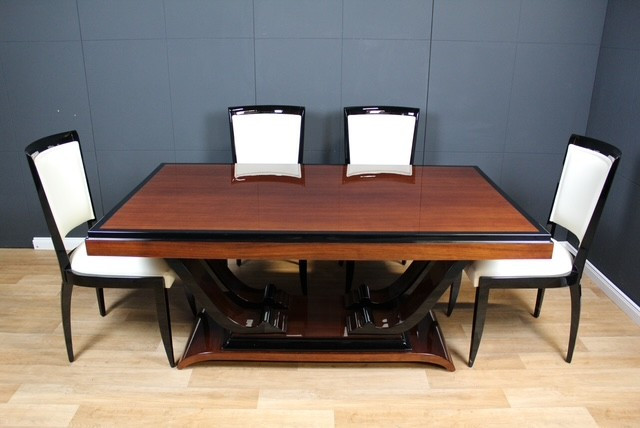 Art Deco Dining Table In Black Lacquered Rosewood, France - Circa 1930 - Restored-photo-3