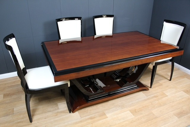 Art Deco Dining Table In Black Lacquered Rosewood, France - Circa 1930 - Restored