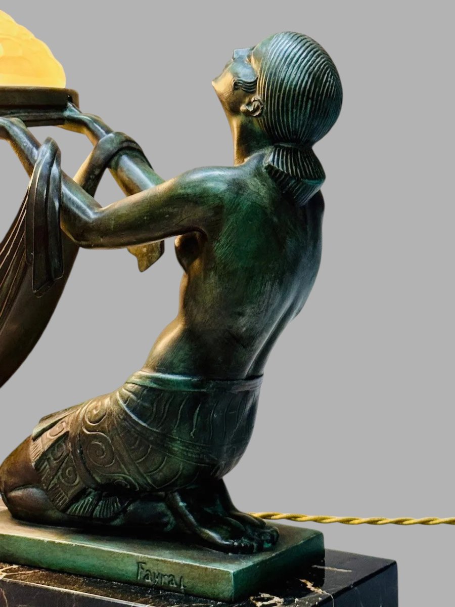 "offrande" - Art Deco Lamp - Fayral / Le Faguays For Max Le Verrier-photo-4