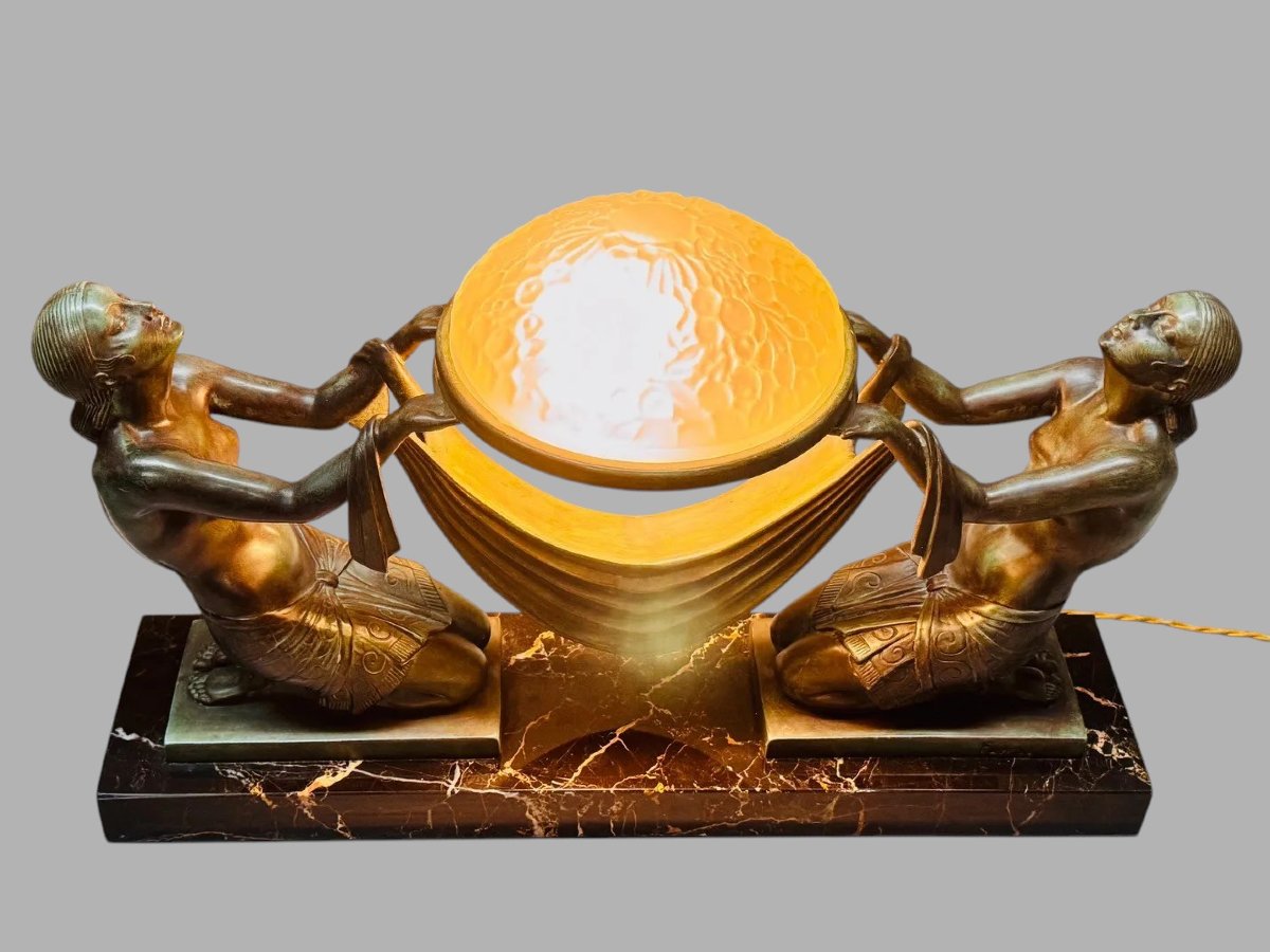 "offrande" - Art Deco Lamp - Fayral / Le Faguays For Max Le Verrier-photo-6