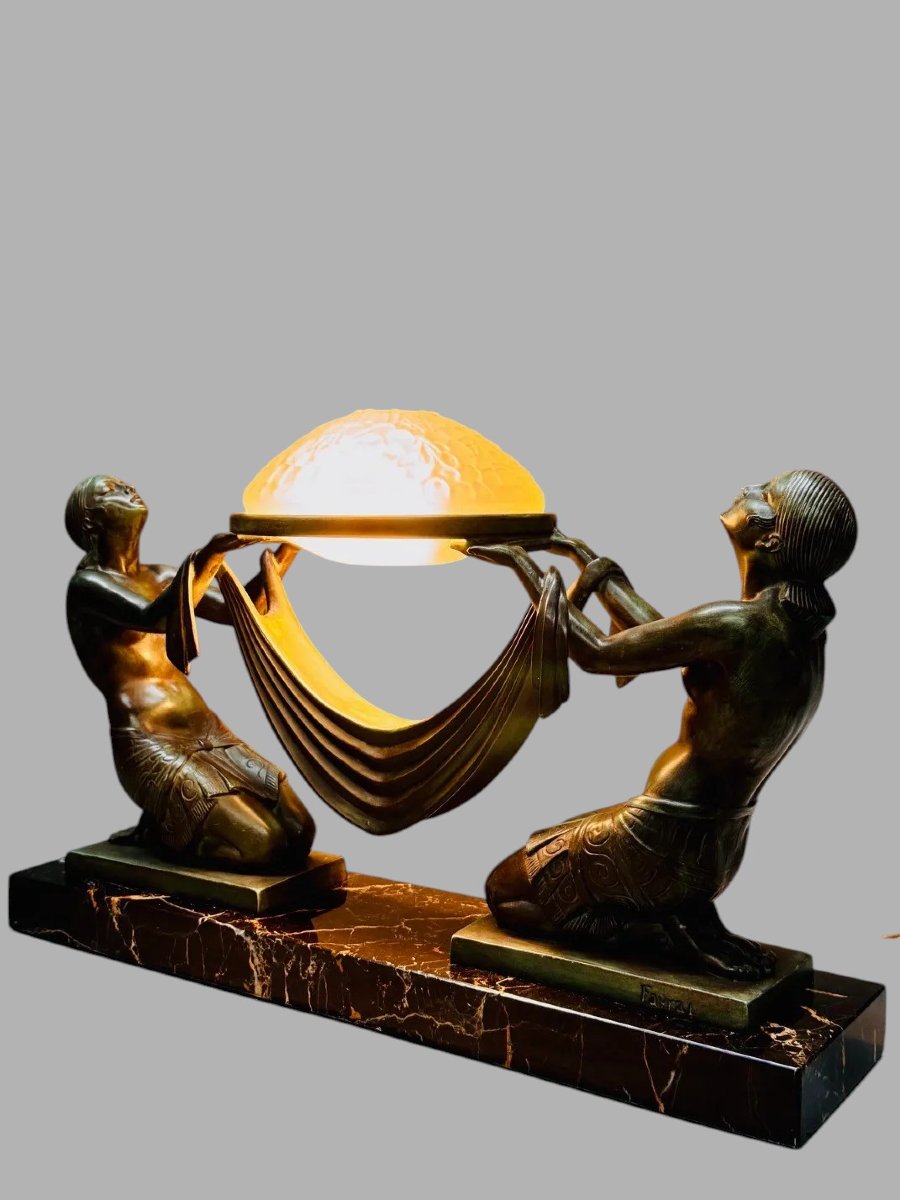 "offrande" - Art Deco Lamp - Fayral / Le Faguays For Max Le Verrier-photo-7