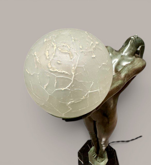 Clarté Lumina par Max Le Verrier - vers 63 cm - Sculpture Art Déco - Lampe - Années 30-photo-3