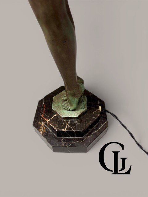 Clarté Lumina par Max Le Verrier - vers 63 cm - Sculpture Art Déco - Lampe - Années 30-photo-4