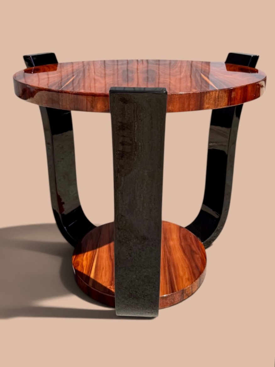 Art Deco Side Table – France – Circa 1930 – Precious Wood Veneer And Black-photo-4