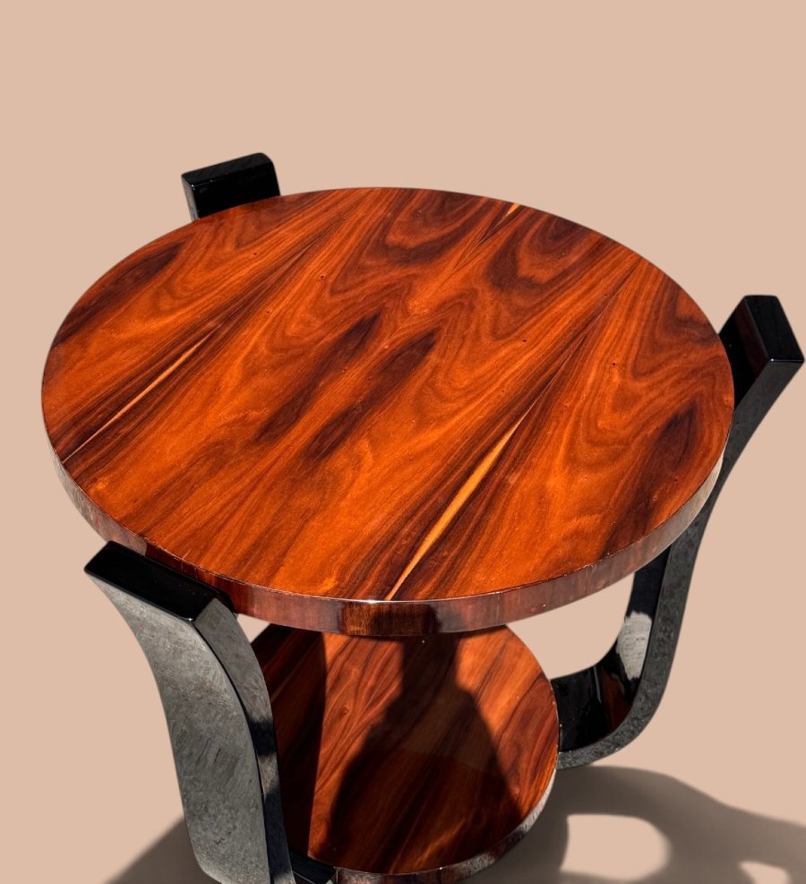 Art Deco Side Table – France – Circa 1930 – Precious Wood Veneer And Black-photo-2