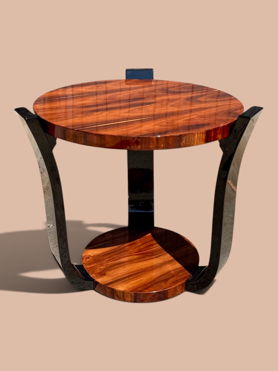 Art Deco Side Table – France – Circa 1930 – Precious Wood Veneer And Black-photo-5