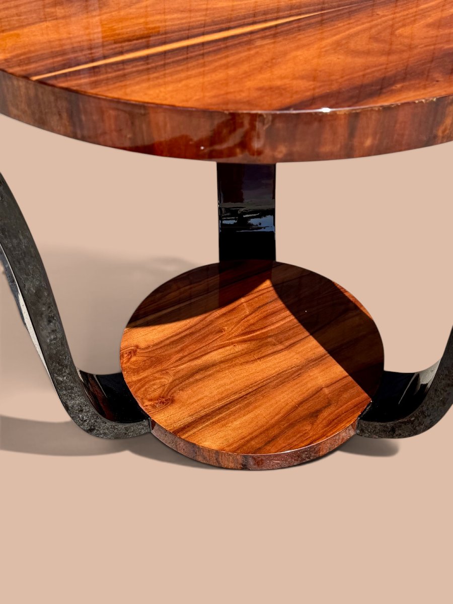 Art Deco Side Table – France – Circa 1930 – Precious Wood Veneer And Black-photo-6