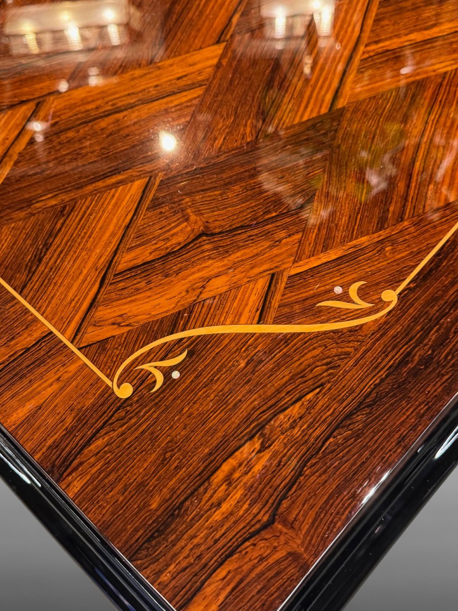Table de salle à manger Art Déco – vers 1935 – restaurée – Placage en bois précieux-photo-3