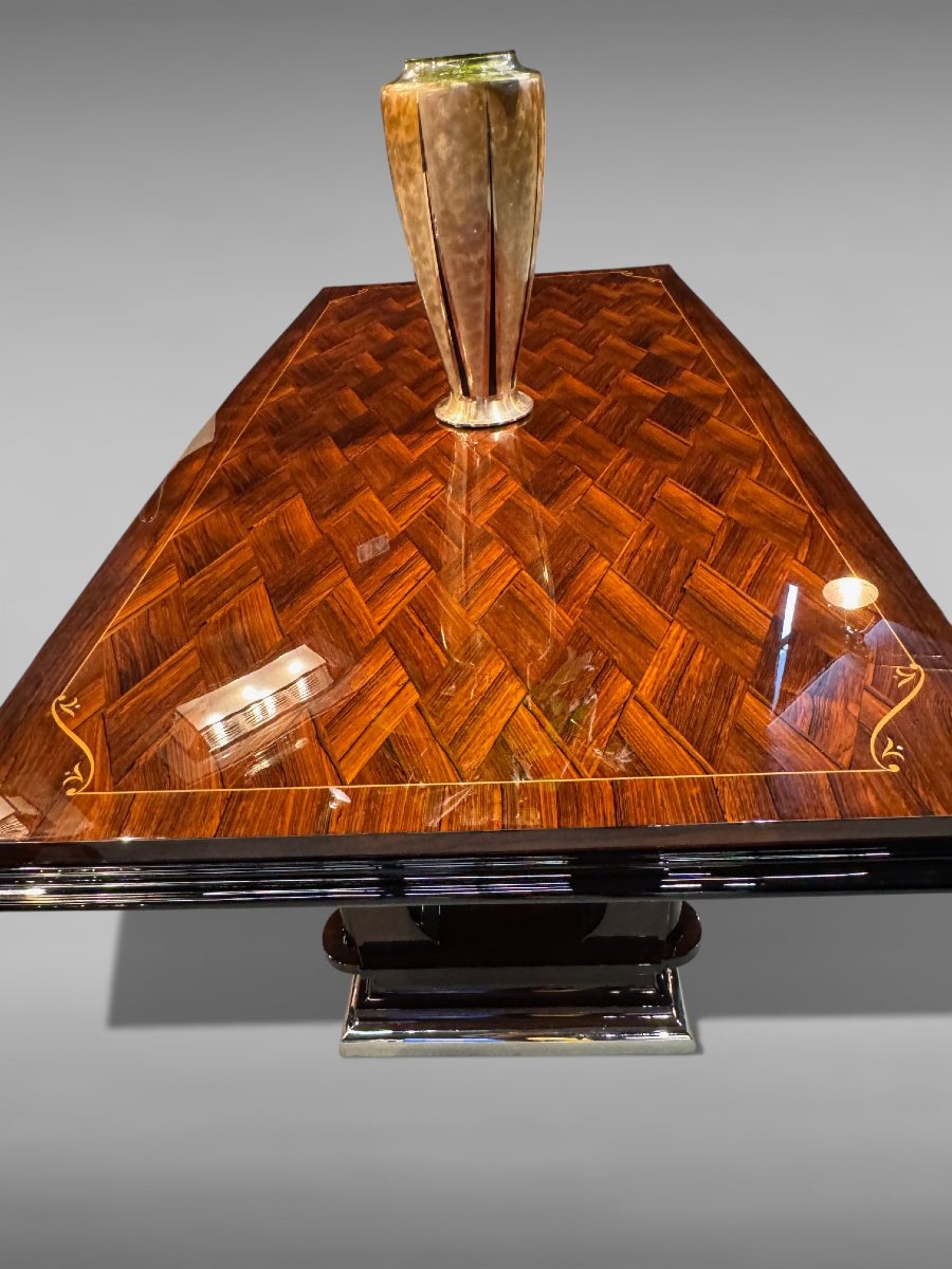 Table de salle à manger Art Déco – vers 1935 – restaurée – Placage en bois précieux-photo-5
