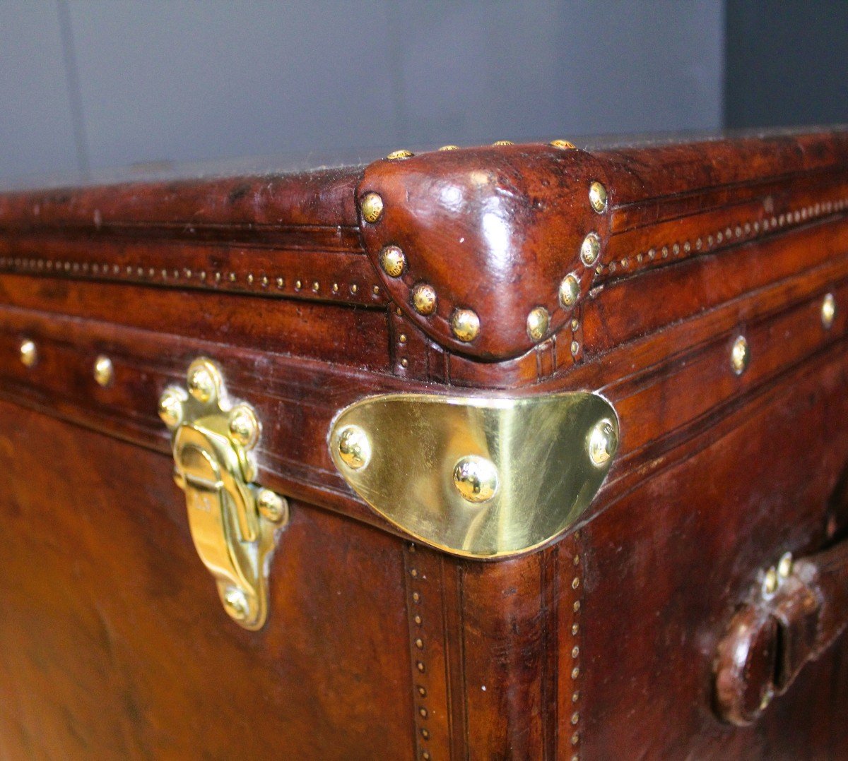 Original Louis Vuitton Leather Steamer Cabin Trunk, Dated 1883 - 1900-photo-2