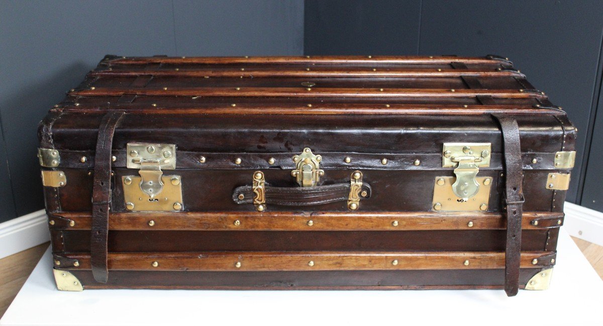 Original Moynat Leather Steamer Cabin Trunk, C.1900