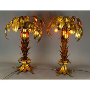 Lampes De Table En Forme De Palmier Allemagne, Vers 1970/80