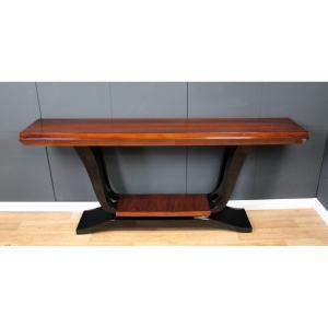 Console Art Déco - Palissandre Avec Laque Noire - Restauré