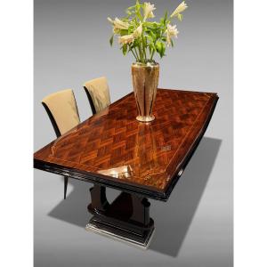 Art Deco Dining Table – Circa 1935 – Restored – Precious Wood Veneer