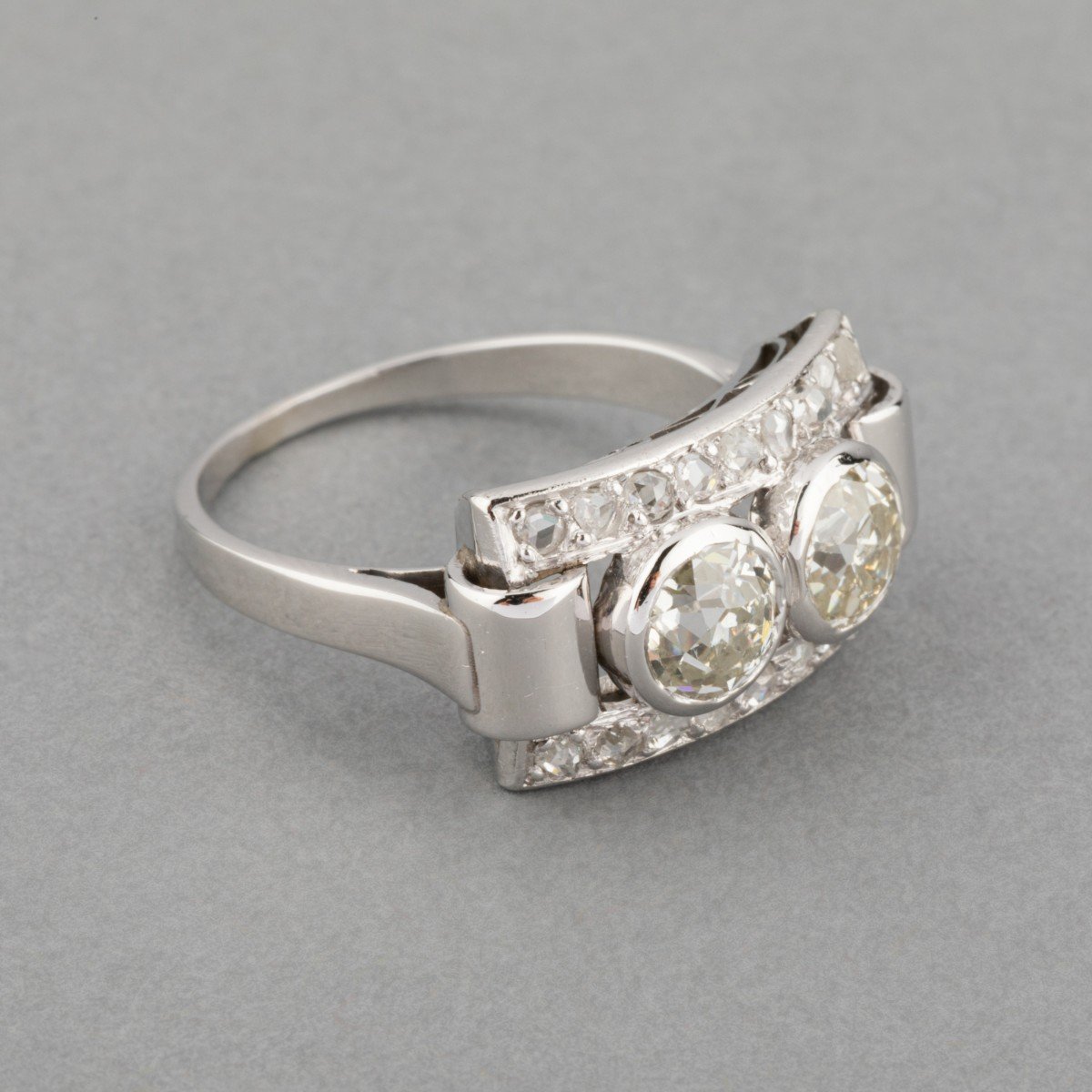 Bague Française Art Deco En Platine Et 1 Carat De Diamants-photo-3