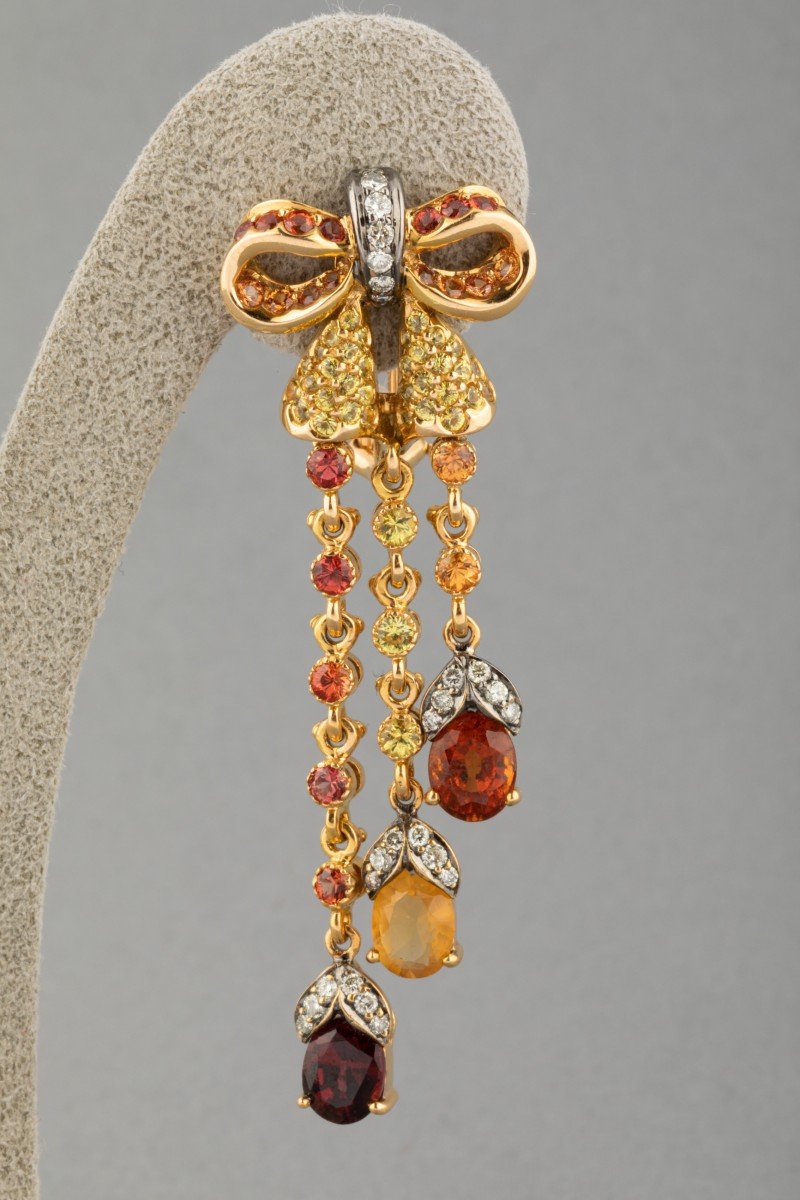 Boucles d'Oreilles Vintage En Or Et Pierres Fines-photo-3