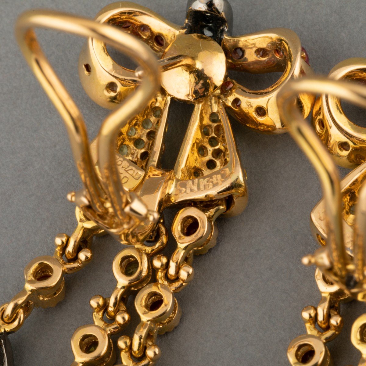 Boucles d'Oreilles Vintage En Or Et Pierres Fines-photo-5