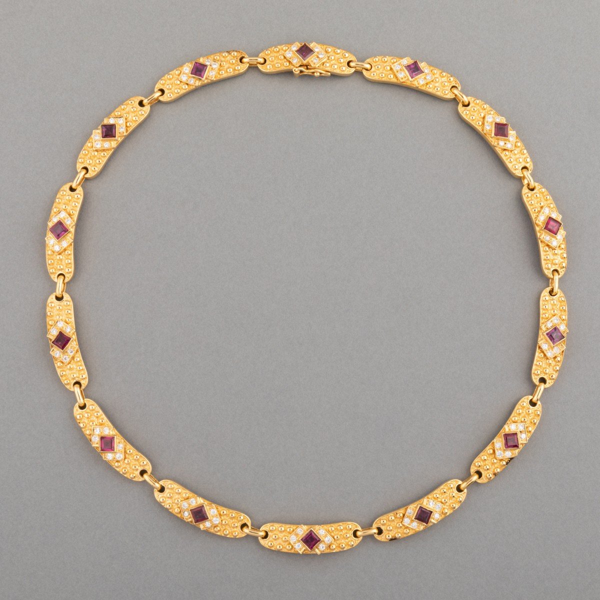 Vintage Gold Diamond And Ruby Necklace-photo-2