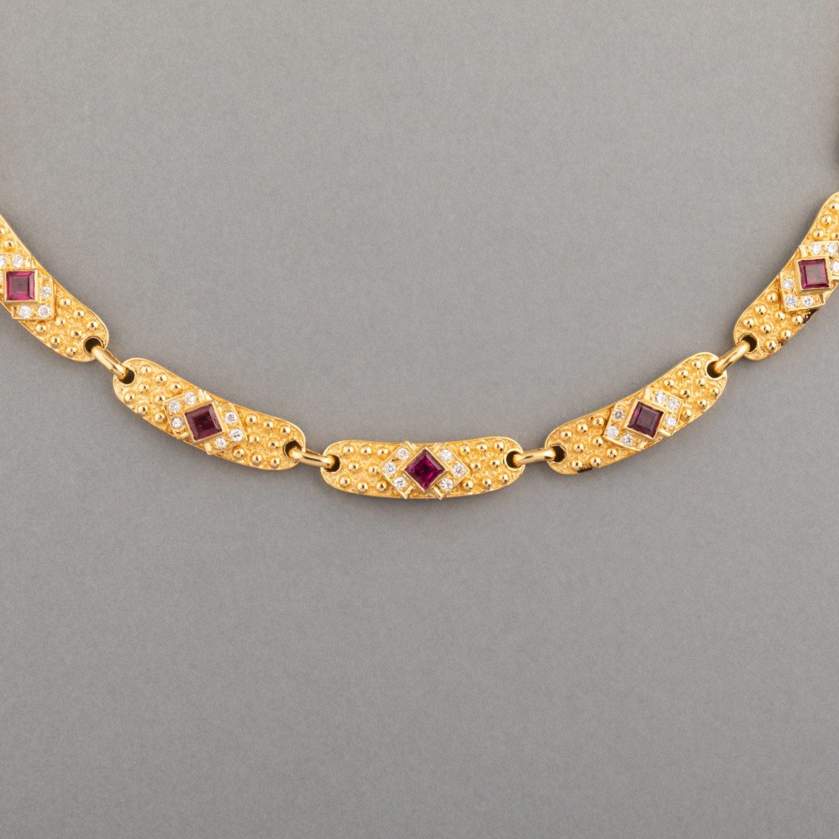 Vintage Gold Diamond And Ruby Necklace-photo-4