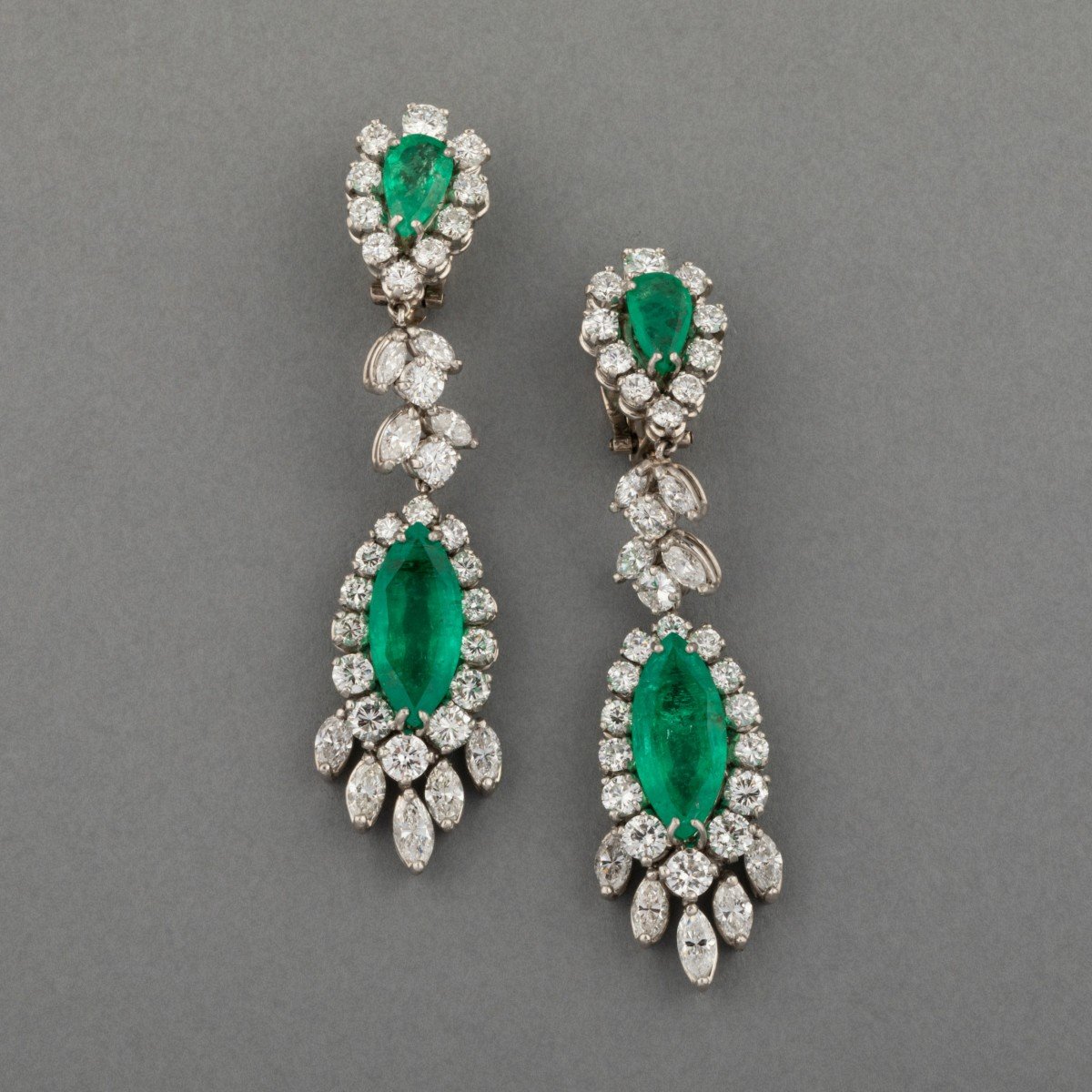 Parure Vintage En Or 12 Carats De Diamants Et 14 Carats d'Emeraudes-photo-6