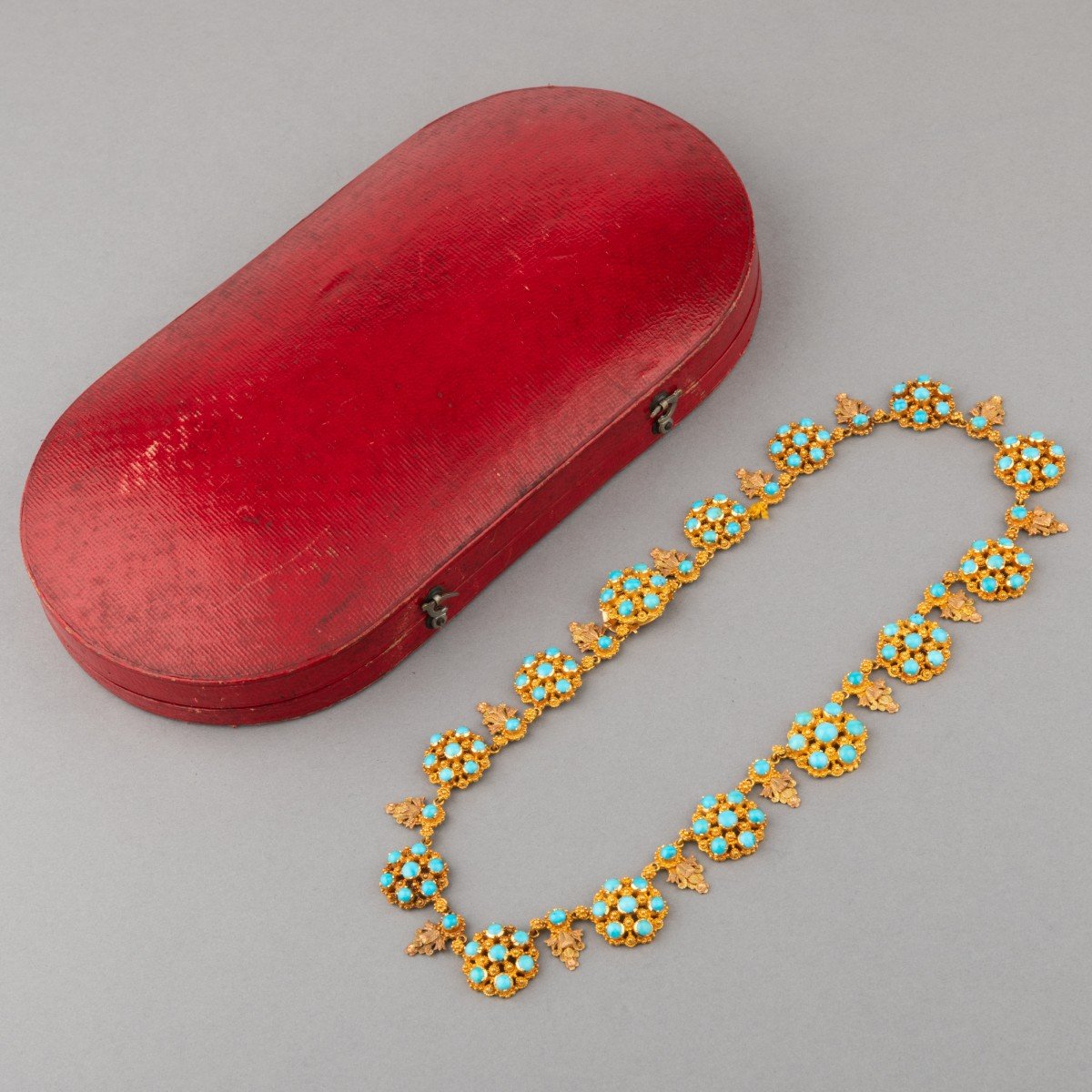 Collier Ancien En Or Et Turquoises Epoque Charles X Vers 1825-photo-2