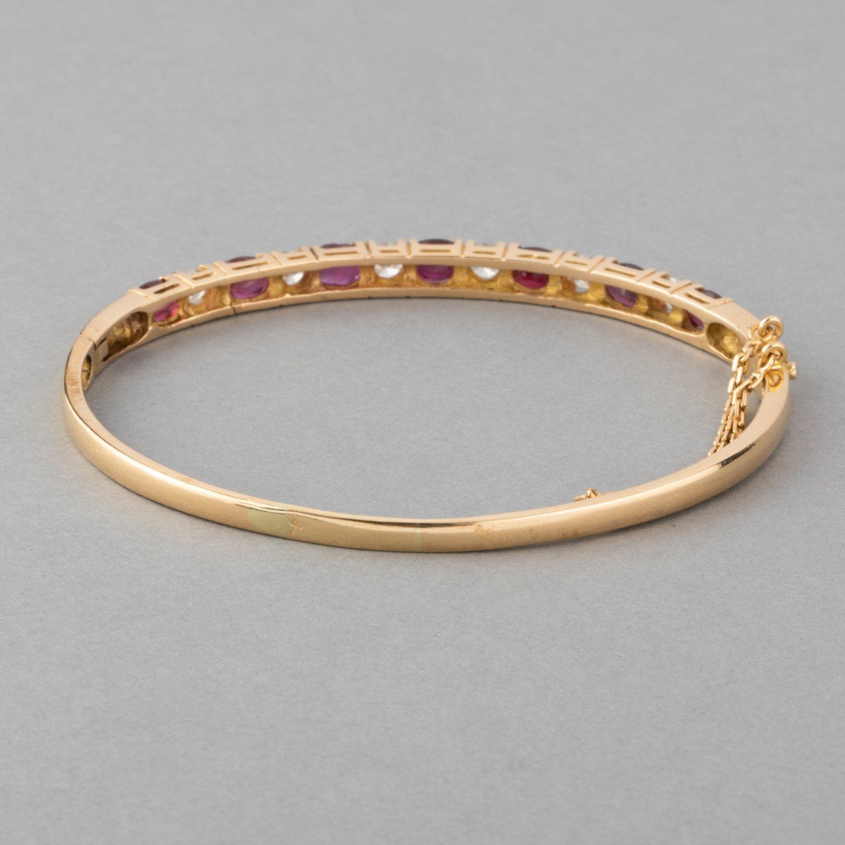 Vintage Bracelet In Gold Diamonds And Rubies-photo-6