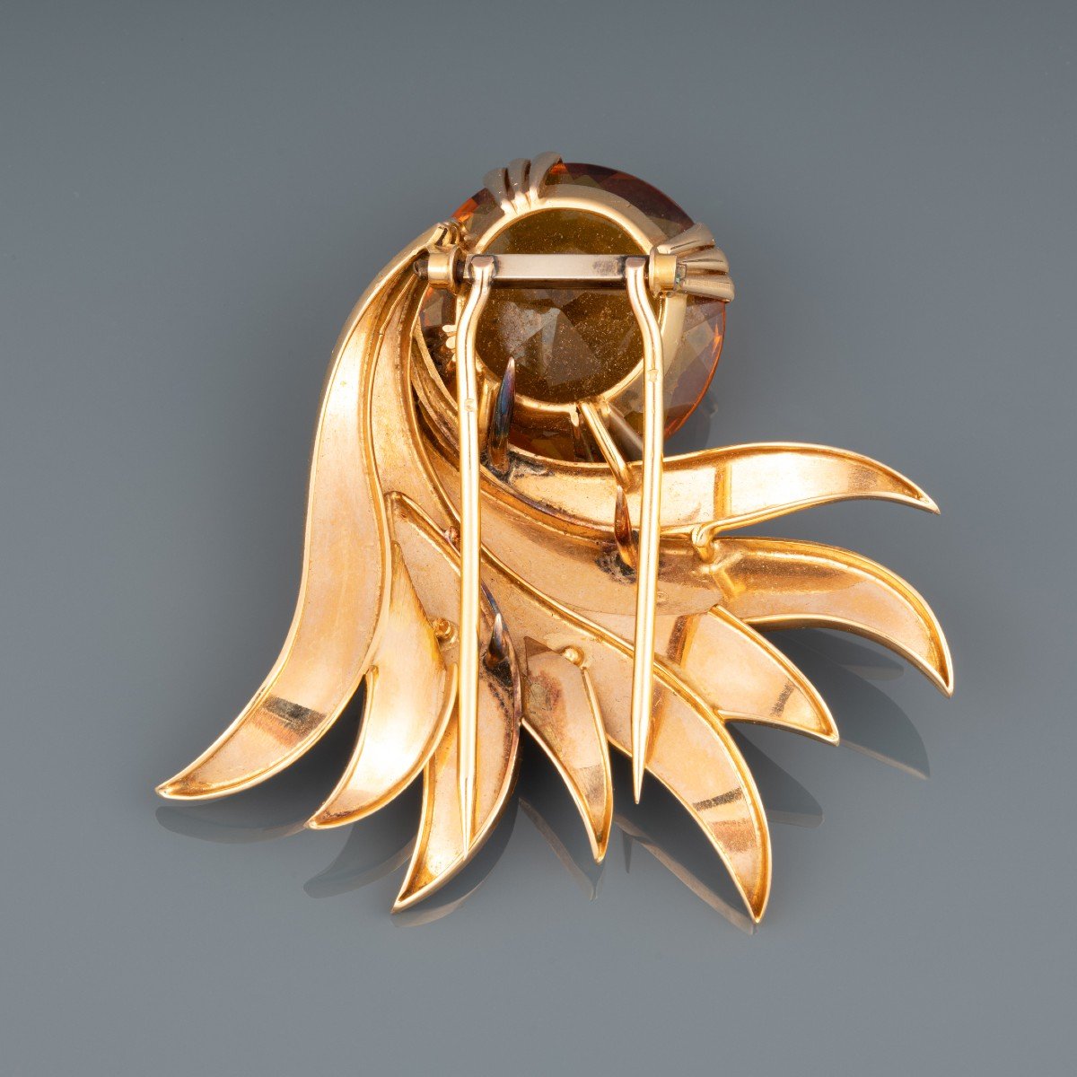 Vintage French Brooch In Gold And Citrine-photo-4