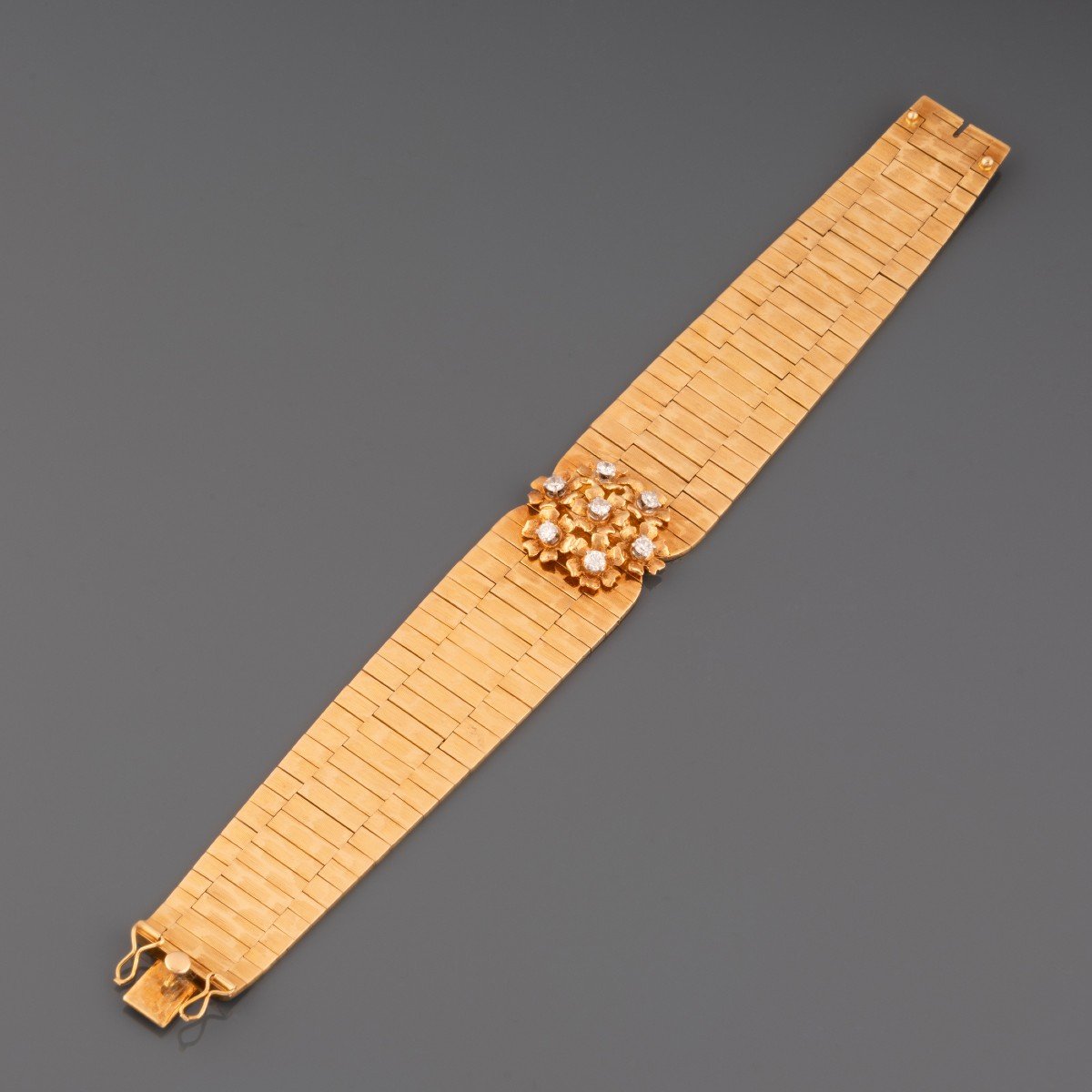 Vintage French Bracelet In Gold And Diamonds-photo-2